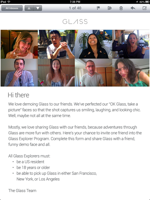 Google usa método de "convidar um amigo" com donos de Glass