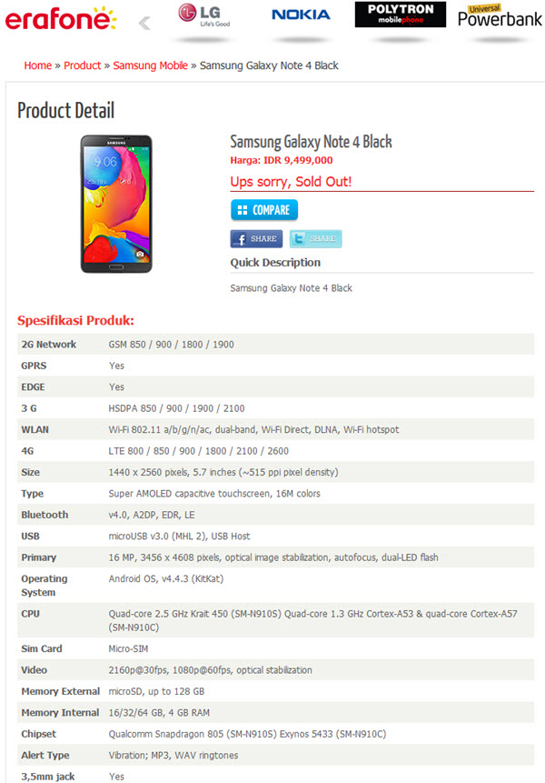 Samsung Galaxy Note 4 - Erafone