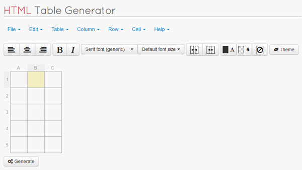 HTML Table Generator 