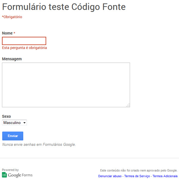 Google Docs - Formulários