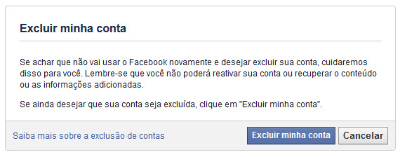 Facebook - Excluir Conta