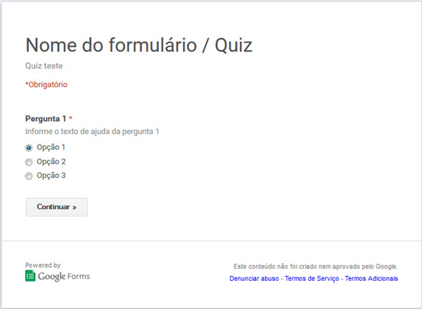 Google Forms - Quiz