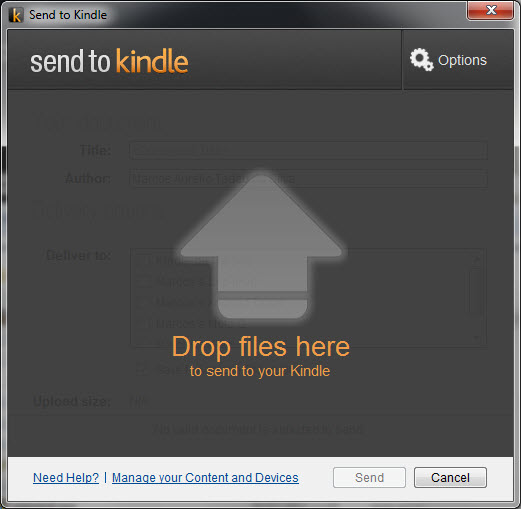 Amazon - Send To Kindle - Arrastar e soltar