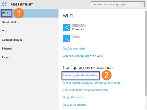 Windows 10 - Configurações - Rede - Internet - Wi-Fi