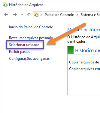 Windows 10 - Backup - Histórico de Arquivos