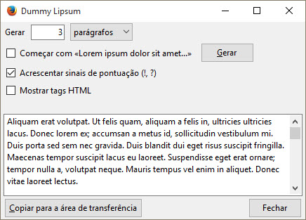 Extensão Firefox - Dummy Lipsum