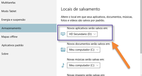 Windows 10: instalando apps em outros drives