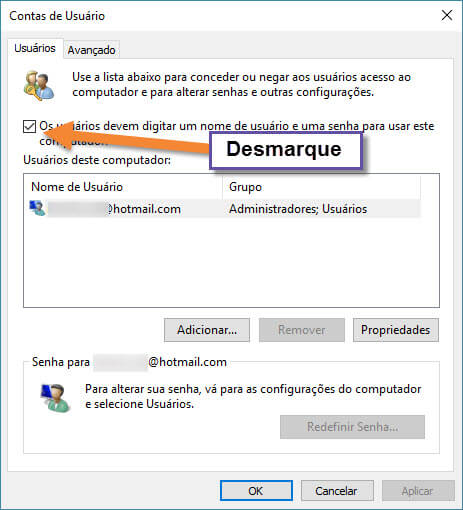 Windows 10 - Remoção de senha na inicialização